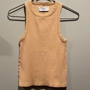 Sold Out NYC Not So Basic Tank in Sand Ribbed Luxurious Tank Top in Light Tan